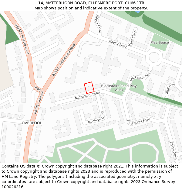 14, MATTERHORN ROAD, ELLESMERE PORT, CH66 1TR: Location map and indicative extent of plot