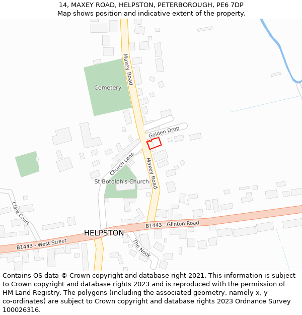 14, MAXEY ROAD, HELPSTON, PETERBOROUGH, PE6 7DP: Location map and indicative extent of plot