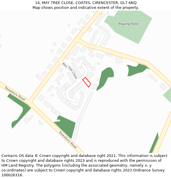 14, MAY TREE CLOSE, COATES, CIRENCESTER, GL7 6NQ: Location map and indicative extent of plot