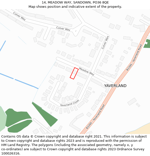 14, MEADOW WAY, SANDOWN, PO36 8QE: Location map and indicative extent of plot