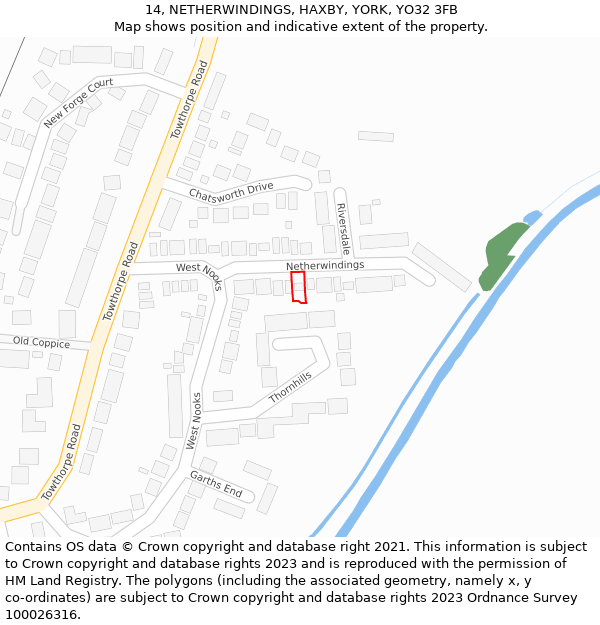 14, NETHERWINDINGS, HAXBY, YORK, YO32 3FB: Location map and indicative extent of plot