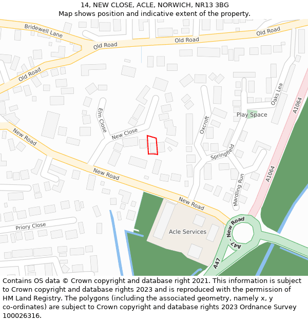 14, NEW CLOSE, ACLE, NORWICH, NR13 3BG: Location map and indicative extent of plot