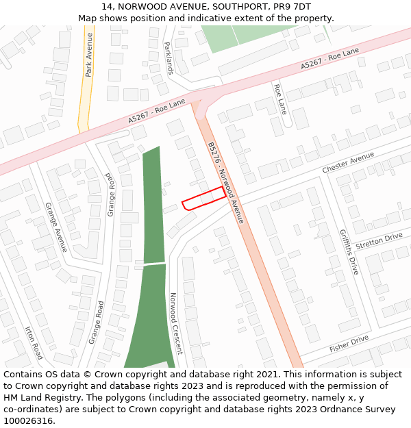 14, NORWOOD AVENUE, SOUTHPORT, PR9 7DT: Location map and indicative extent of plot