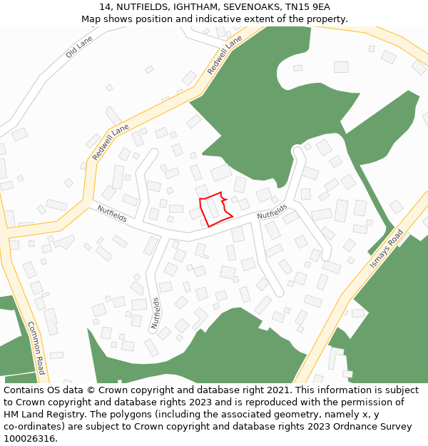 14, NUTFIELDS, IGHTHAM, SEVENOAKS, TN15 9EA: Location map and indicative extent of plot