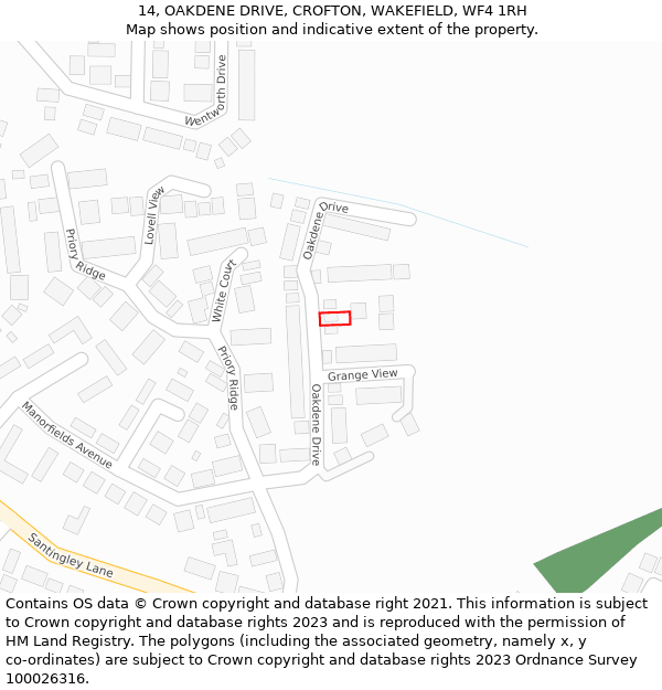 14, OAKDENE DRIVE, CROFTON, WAKEFIELD, WF4 1RH: Location map and indicative extent of plot