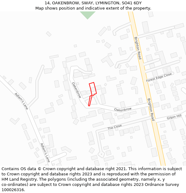 14, OAKENBROW, SWAY, LYMINGTON, SO41 6DY: Location map and indicative extent of plot