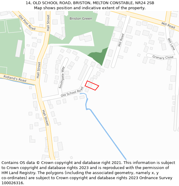 14, OLD SCHOOL ROAD, BRISTON, MELTON CONSTABLE, NR24 2SB: Location map and indicative extent of plot