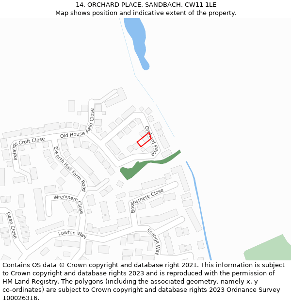 14, ORCHARD PLACE, SANDBACH, CW11 1LE: Location map and indicative extent of plot