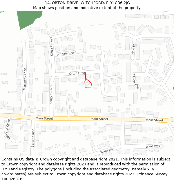 14, ORTON DRIVE, WITCHFORD, ELY, CB6 2JG: Location map and indicative extent of plot