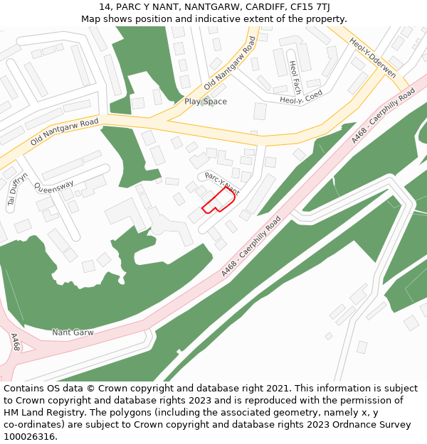 14, PARC Y NANT, NANTGARW, CARDIFF, CF15 7TJ: Location map and indicative extent of plot