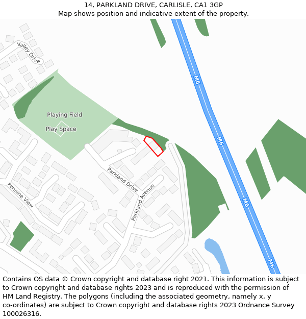 14, PARKLAND DRIVE, CARLISLE, CA1 3GP: Location map and indicative extent of plot