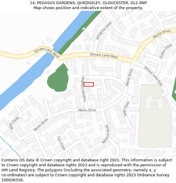 14, PEGASUS GARDENS, QUEDGELEY, GLOUCESTER, GL2 4NP: Location map and indicative extent of plot