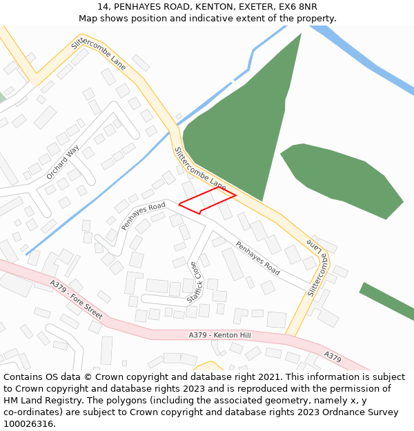 14, PENHAYES ROAD, KENTON, EXETER, EX6 8NR: Location map and indicative extent of plot