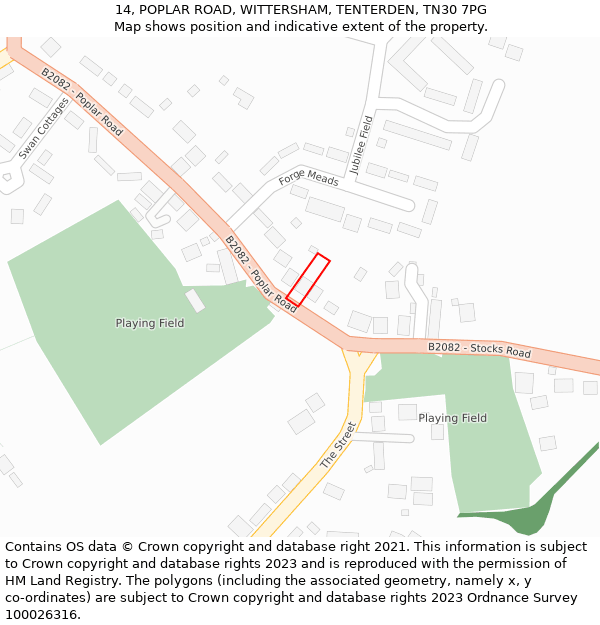 14, POPLAR ROAD, WITTERSHAM, TENTERDEN, TN30 7PG: Location map and indicative extent of plot