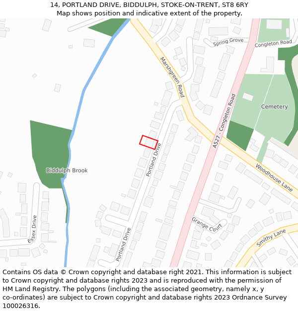 14, PORTLAND DRIVE, BIDDULPH, STOKE-ON-TRENT, ST8 6RY: Location map and indicative extent of plot