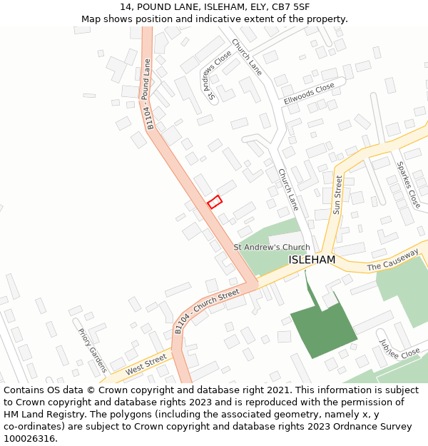 14, POUND LANE, ISLEHAM, ELY, CB7 5SF: Location map and indicative extent of plot