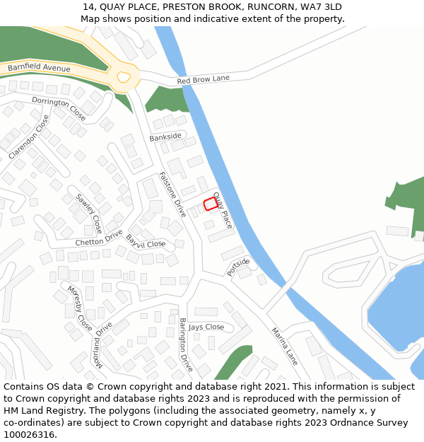 14, QUAY PLACE, PRESTON BROOK, RUNCORN, WA7 3LD: Location map and indicative extent of plot