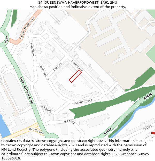 14, QUEENSWAY, HAVERFORDWEST, SA61 2NU: Location map and indicative extent of plot