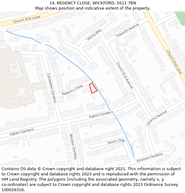 14, REGENCY CLOSE, WICKFORD, SS11 7BN: Location map and indicative extent of plot