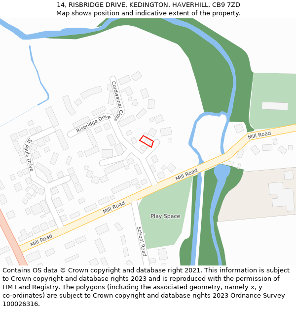 14, RISBRIDGE DRIVE, KEDINGTON, HAVERHILL, CB9 7ZD: Location map and indicative extent of plot