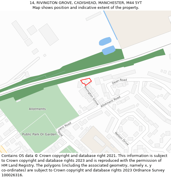 14, RIVINGTON GROVE, CADISHEAD, MANCHESTER, M44 5YT: Location map and indicative extent of plot