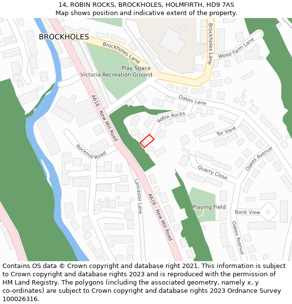 14, ROBIN ROCKS, BROCKHOLES, HOLMFIRTH, HD9 7AS: Location map and indicative extent of plot