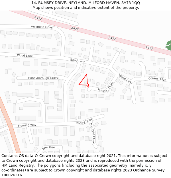 14, RUMSEY DRIVE, NEYLAND, MILFORD HAVEN, SA73 1QQ: Location map and indicative extent of plot