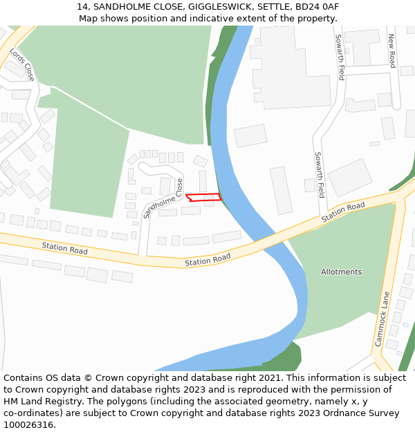 14, SANDHOLME CLOSE, GIGGLESWICK, SETTLE, BD24 0AF: Location map and indicative extent of plot