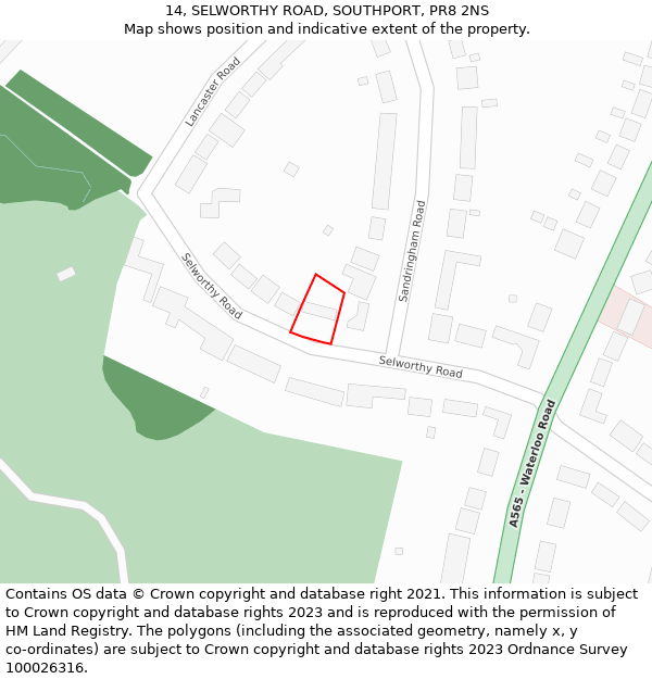 14, SELWORTHY ROAD, SOUTHPORT, PR8 2NS: Location map and indicative extent of plot