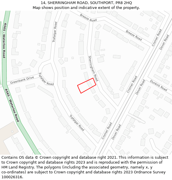 14, SHERRINGHAM ROAD, SOUTHPORT, PR8 2HQ: Location map and indicative extent of plot