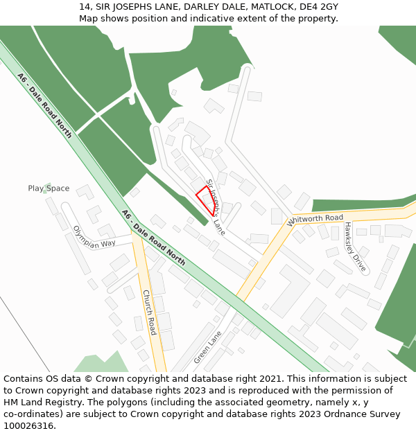 14, SIR JOSEPHS LANE, DARLEY DALE, MATLOCK, DE4 2GY: Location map and indicative extent of plot