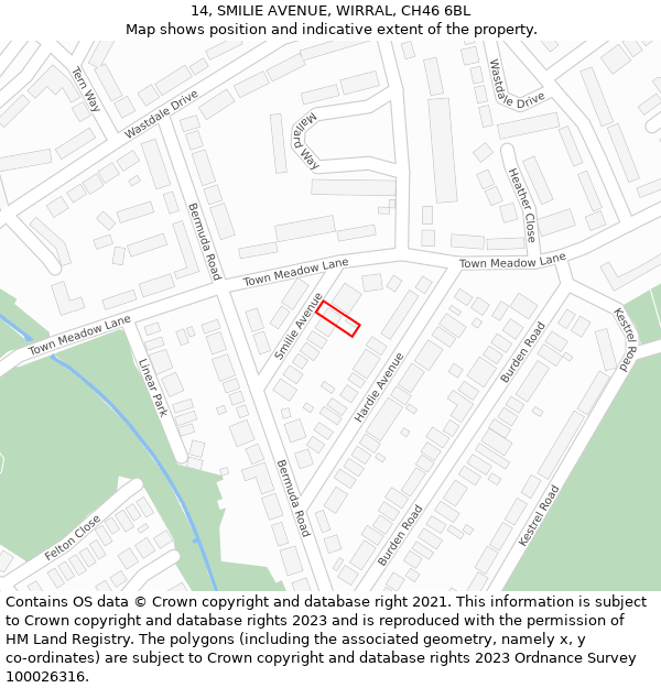 14, SMILIE AVENUE, WIRRAL, CH46 6BL: Location map and indicative extent of plot