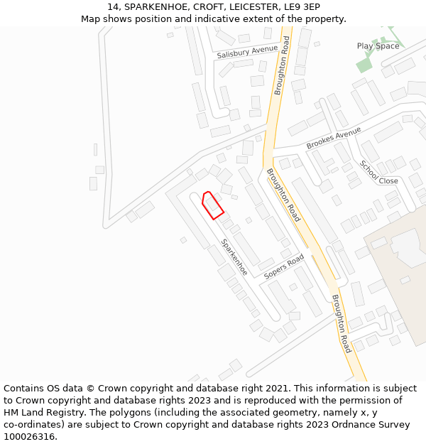 14, SPARKENHOE, CROFT, LEICESTER, LE9 3EP: Location map and indicative extent of plot