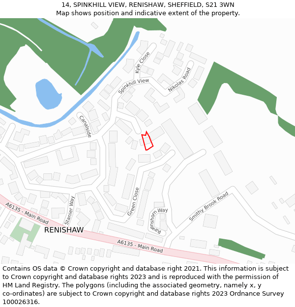 14, SPINKHILL VIEW, RENISHAW, SHEFFIELD, S21 3WN: Location map and indicative extent of plot