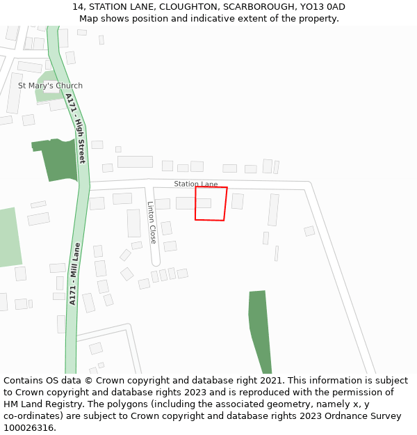 14, STATION LANE, CLOUGHTON, SCARBOROUGH, YO13 0AD: Location map and indicative extent of plot