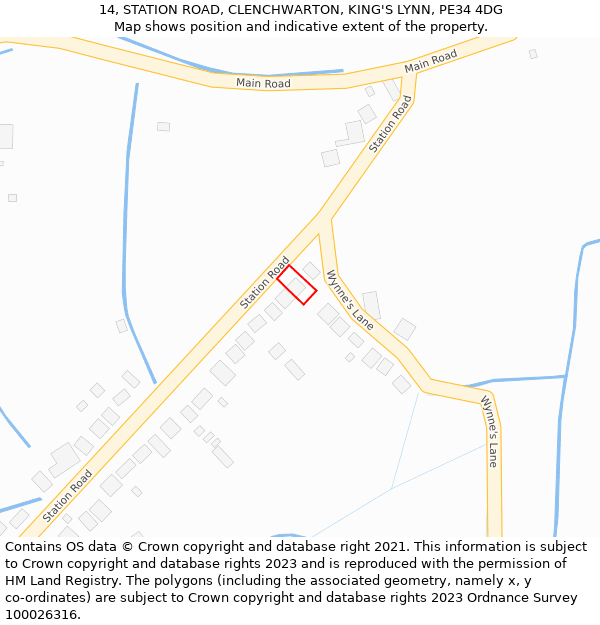 14, STATION ROAD, CLENCHWARTON, KING'S LYNN, PE34 4DG: Location map and indicative extent of plot
