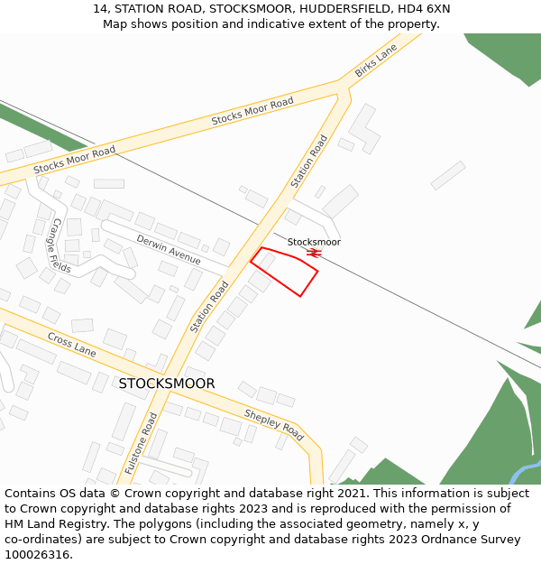14, STATION ROAD, STOCKSMOOR, HUDDERSFIELD, HD4 6XN: Location map and indicative extent of plot