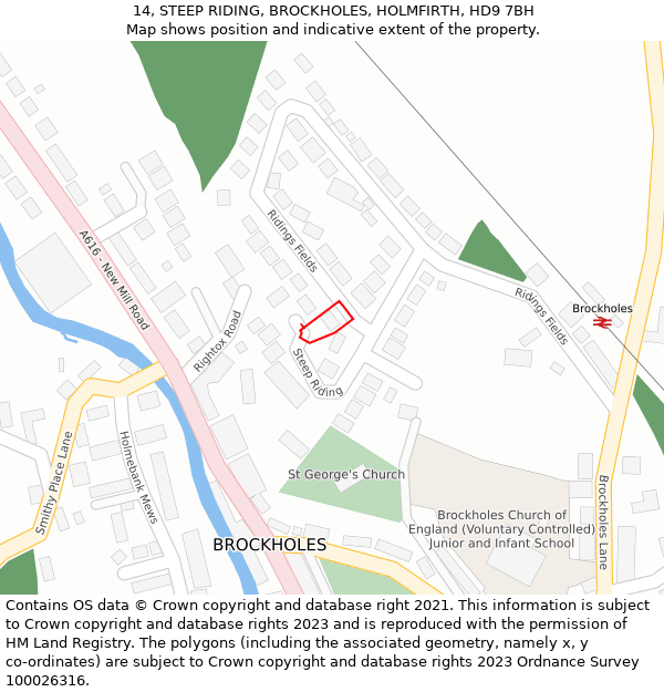 14, STEEP RIDING, BROCKHOLES, HOLMFIRTH, HD9 7BH: Location map and indicative extent of plot