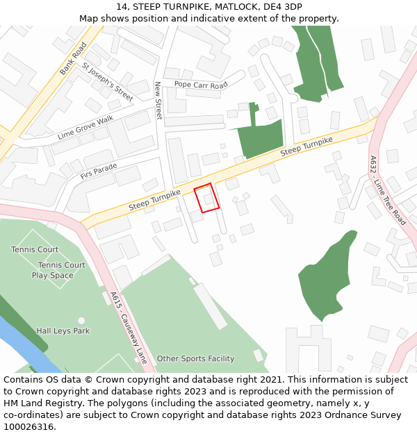 14, STEEP TURNPIKE, MATLOCK, DE4 3DP: Location map and indicative extent of plot