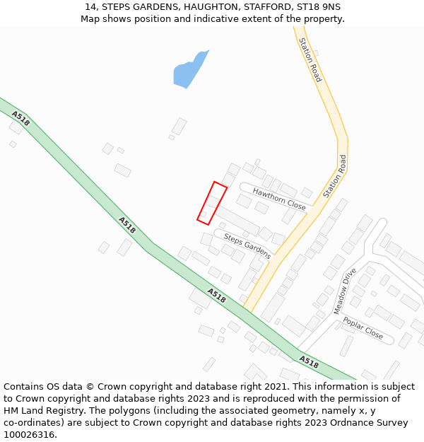 14, STEPS GARDENS, HAUGHTON, STAFFORD, ST18 9NS: Location map and indicative extent of plot