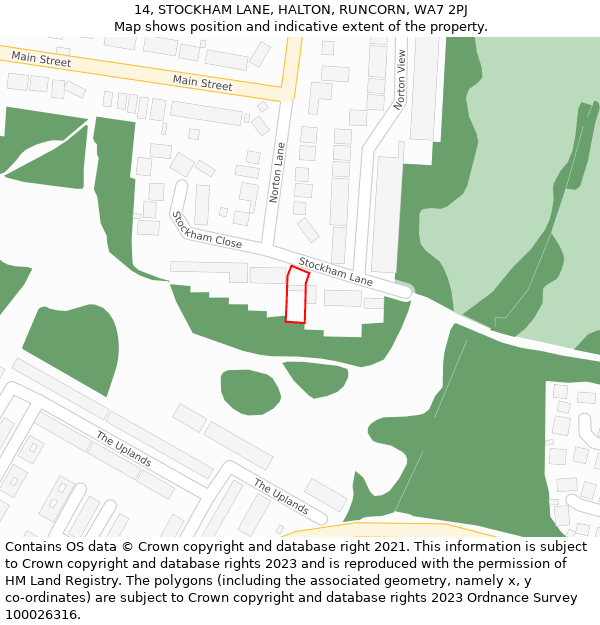 14, STOCKHAM LANE, HALTON, RUNCORN, WA7 2PJ: Location map and indicative extent of plot
