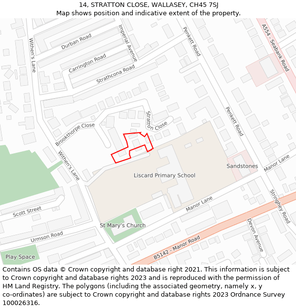 14, STRATTON CLOSE, WALLASEY, CH45 7SJ: Location map and indicative extent of plot