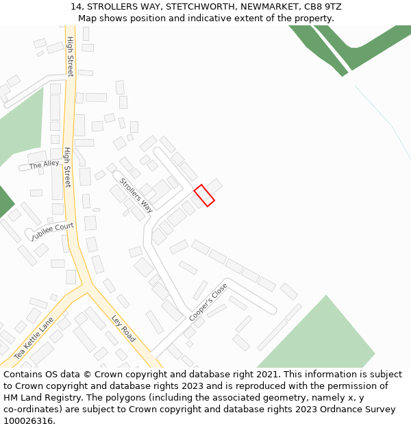 14, STROLLERS WAY, STETCHWORTH, NEWMARKET, CB8 9TZ: Location map and indicative extent of plot