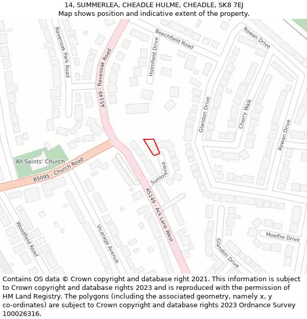 14, SUMMERLEA, CHEADLE HULME, CHEADLE, SK8 7EJ: Location map and indicative extent of plot