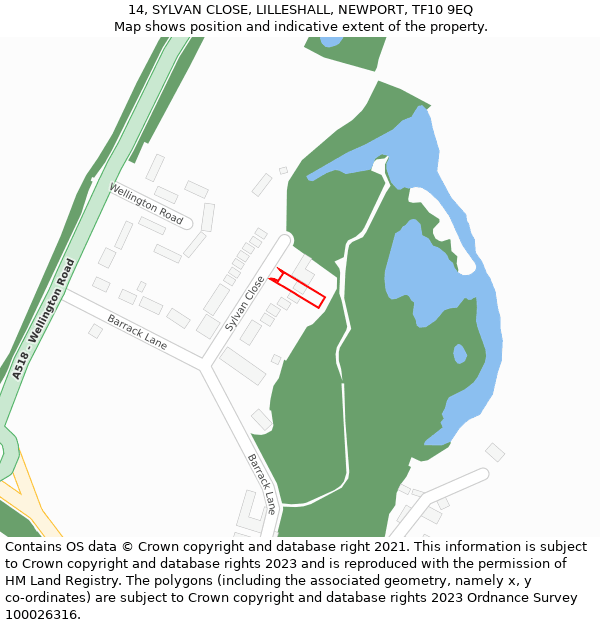 14, SYLVAN CLOSE, LILLESHALL, NEWPORT, TF10 9EQ: Location map and indicative extent of plot