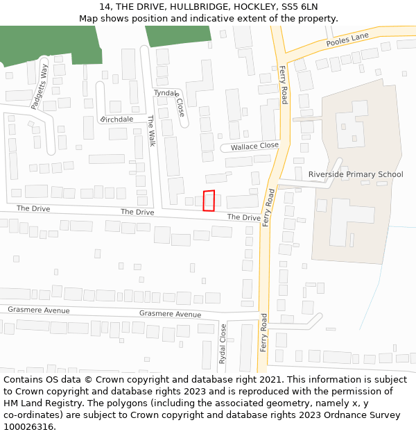 14, THE DRIVE, HULLBRIDGE, HOCKLEY, SS5 6LN: Location map and indicative extent of plot