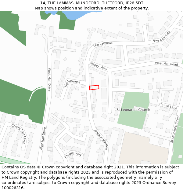 14, THE LAMMAS, MUNDFORD, THETFORD, IP26 5DT: Location map and indicative extent of plot