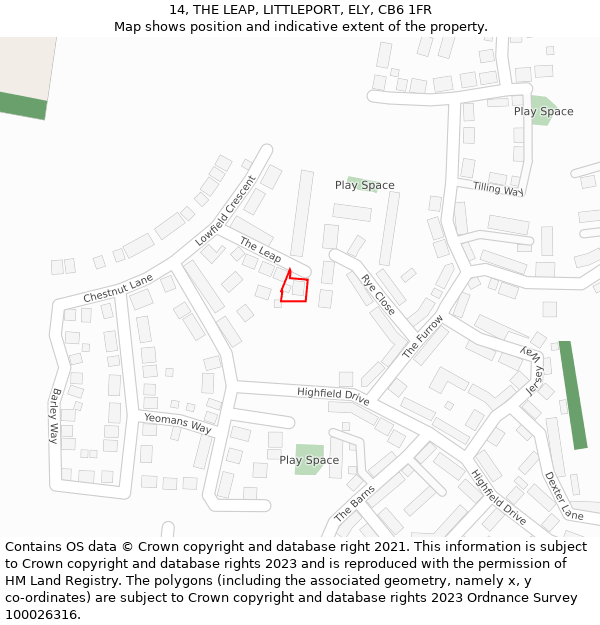 14, THE LEAP, LITTLEPORT, ELY, CB6 1FR: Location map and indicative extent of plot