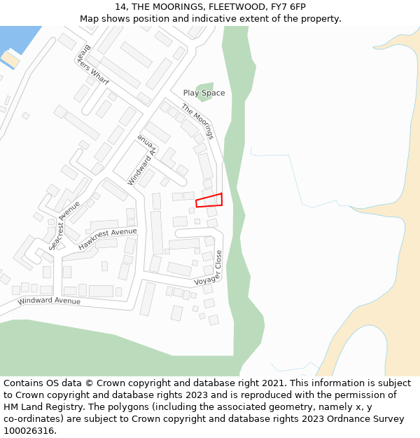 14, THE MOORINGS, FLEETWOOD, FY7 6FP: Location map and indicative extent of plot