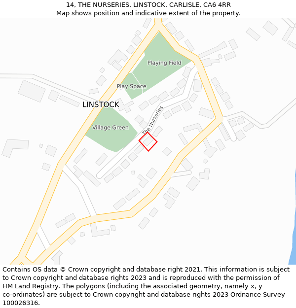 14, THE NURSERIES, LINSTOCK, CARLISLE, CA6 4RR: Location map and indicative extent of plot